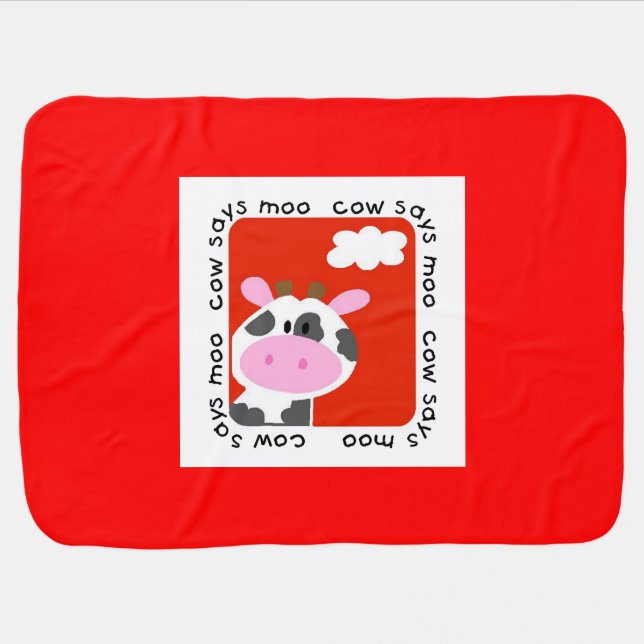 Cow Says Moo Swaddle Blanket (Horizontal)