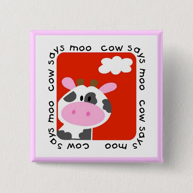 Cow Says Moo Tshirts and Gifts Button (Front)
