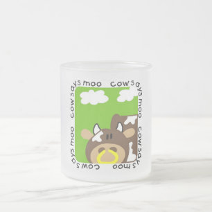Cow Says Moo Tshirts and Gifts Frosted Glass Coffee Mug