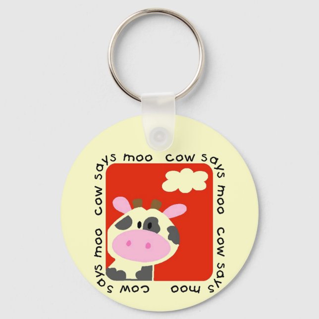 Cow Says Moo Tshirts and Gifts Keychain (Front)