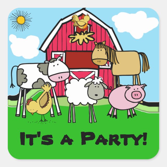 Cow Sheep Pig Chicken Farm Animals Stickers (Front)