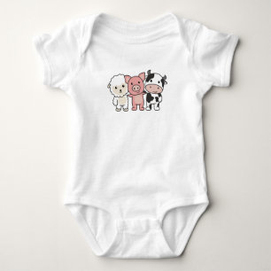 Cow Sheep Pig Farm Sweet Animals Baby Bodysuit