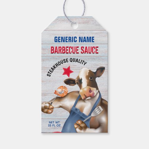 Cow Shrimp Grill Barbecue Sauce Gift Tags