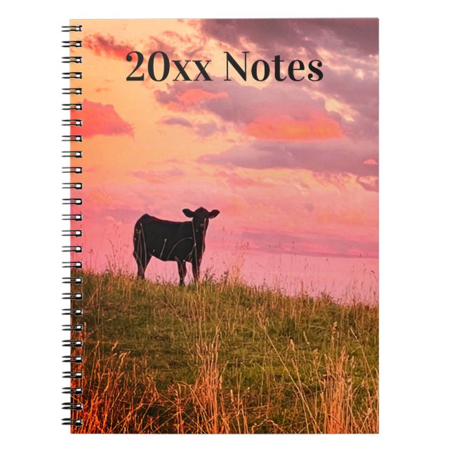 Cow Silhouette at Sunset Notebook (Front)