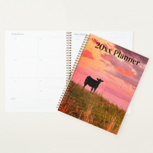 Cow Silhouette at Sunset Planner