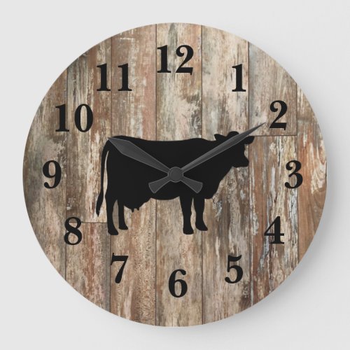 Cow Silhouette Farmhouse Shiplap Rustic Decor  Large Clock