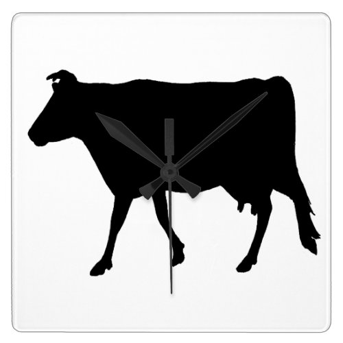 Cow Silhouette Square Wall Clock