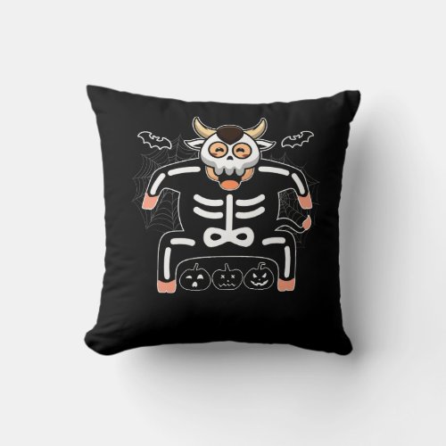Cow Skeleton Xray Image Costume Cute Easy Animal H Throw Pillow