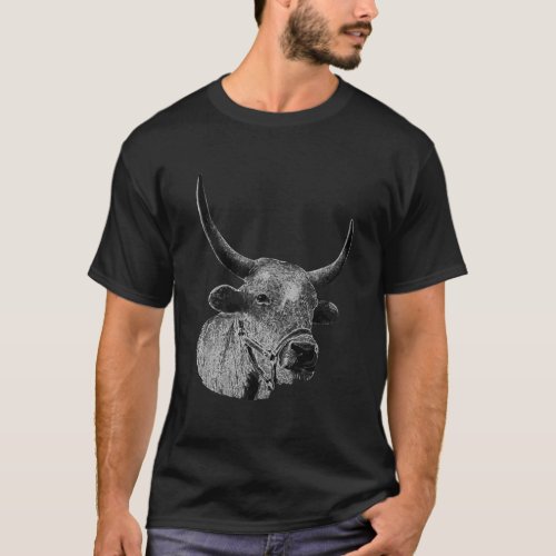 Cow Sketch Clothes Art Cattle Farmer Gift Cow T_Shirt