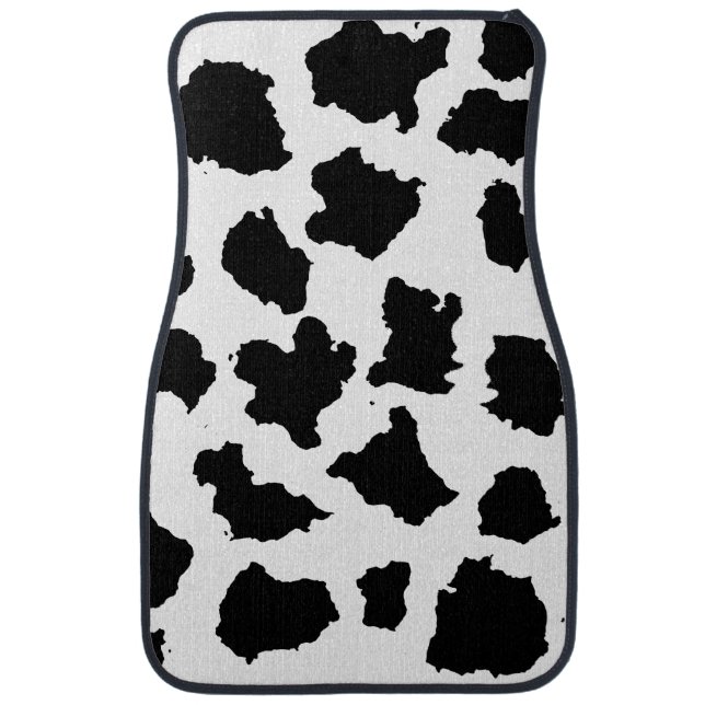 Cow Skin Black and White Pattern Car Floor Mat (Front)