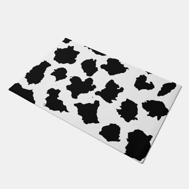 Cow Skin Black and White Pattern Doormat (Angled)