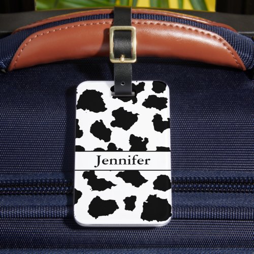 Cow Skin Black and White Pattern Luggage Tag