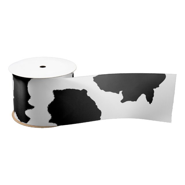Cow Skin Black and White Pattern Satin Ribbon (Spool)