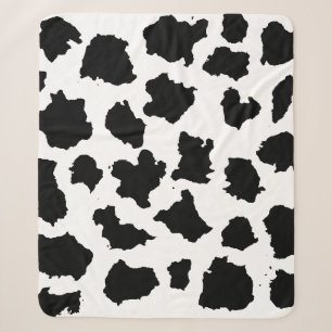 Cow Skin Black and White Pattern Sherpa Blanket