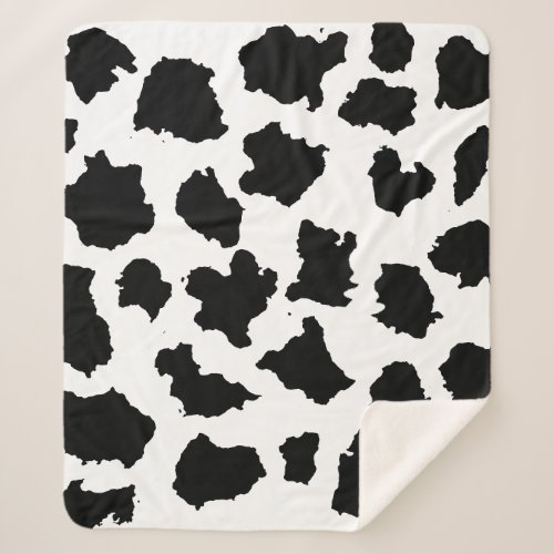 Cow Skin Black and White Pattern Sherpa Blanket