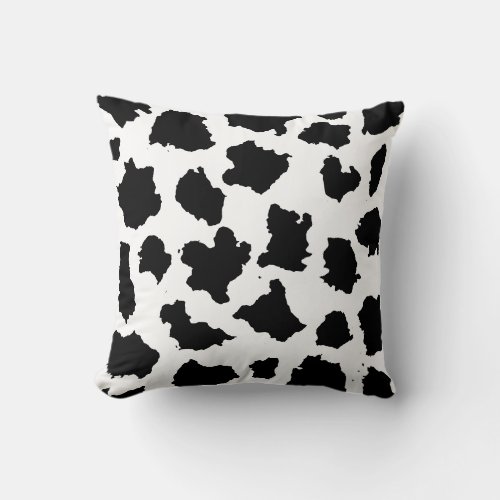 Cow Skin Black and White Pattern Throw Pillow