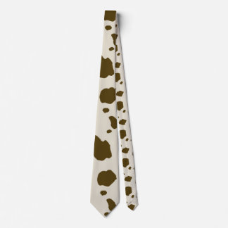 COW SKIN brown large print Neck Tie