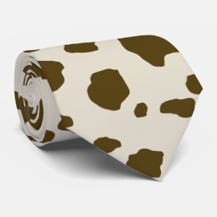 COW SKIN brown small print Tie