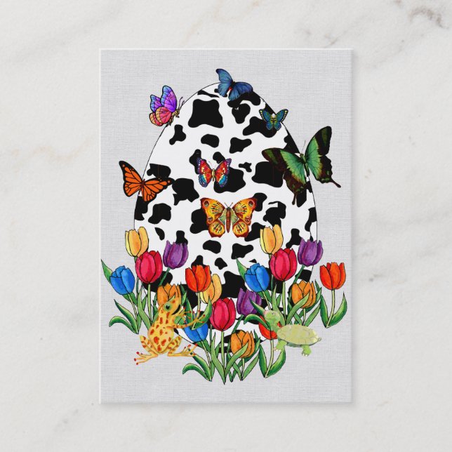 Cow Skin Easter Egg Business Card (Front)