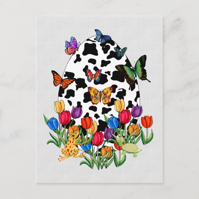 Cow Skin Easter Egg Holiday Postcard (Front)