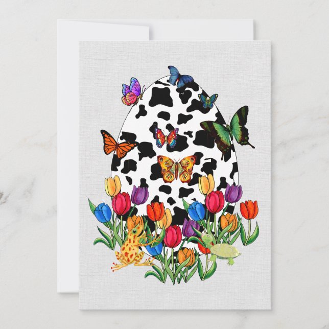 Cow Skin Easter Egg Invitation (Front)