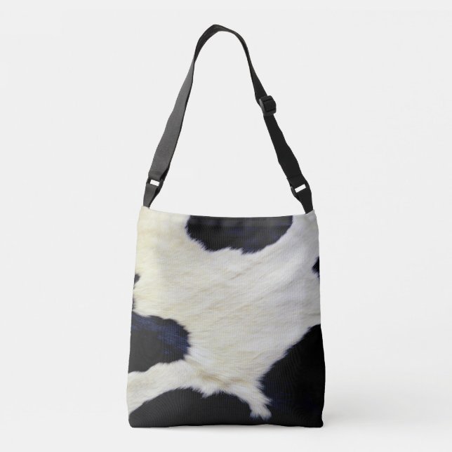 Cow Skin Fur Texture Black and White Customize Crossbody Bag (Back)
