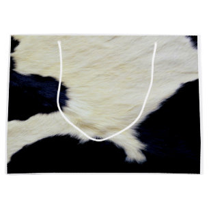 Cow Skin Fur Texture Black and White Customize Large Gift Bag