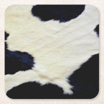 Cow Skin Fur Texture Black and White Customize Square Paper Coaster