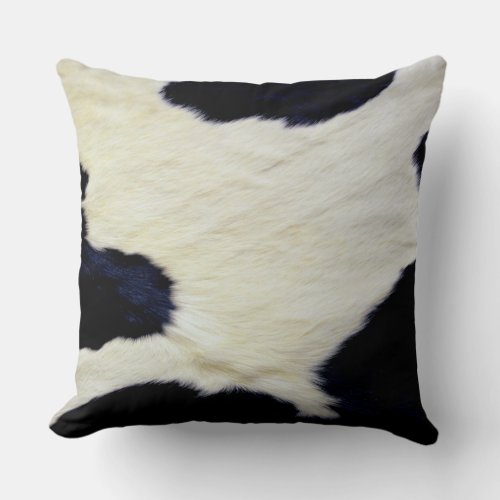 Cow Skin Fur Texture Black and White Customize Throw Pillow