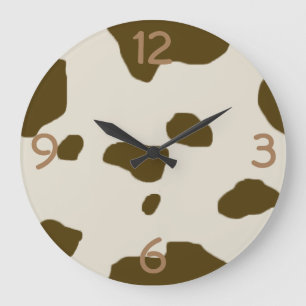 COW SKIN print Quarterly digits Large Clock