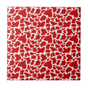 Cow Skin Red Color Farm Animal Lovers Farmer Ceramic Tile