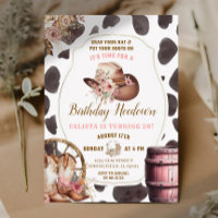 Cow Skin Woods Cowgirl Birthday Hoedown Invitation