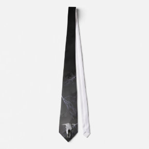 COW SKULL AND LIGHTNING TIE