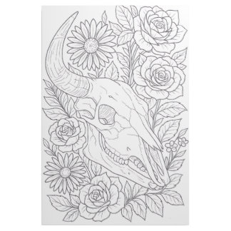 Cow skull and prairie blooms gallery wrap