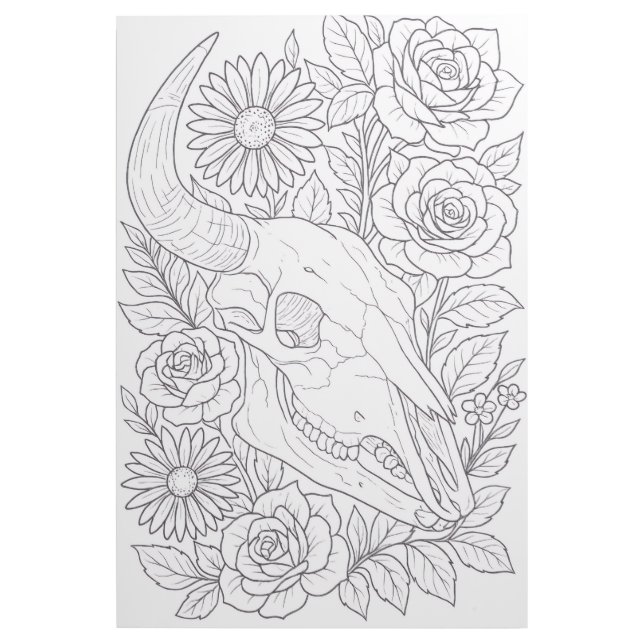 Cow skull and prairie blooms gallery wrap (Front)