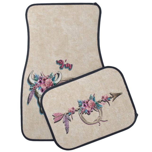 Cow Skull And Rope Car Floor Mat (Set)