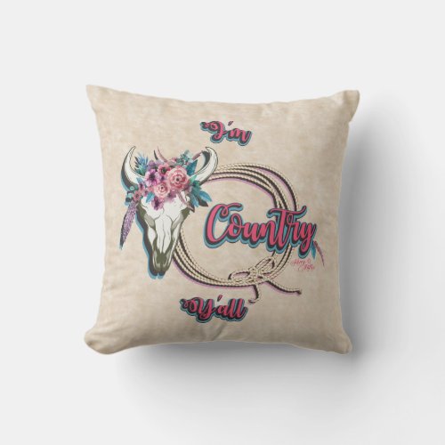 Cow Skull And Rope Throw Pillow