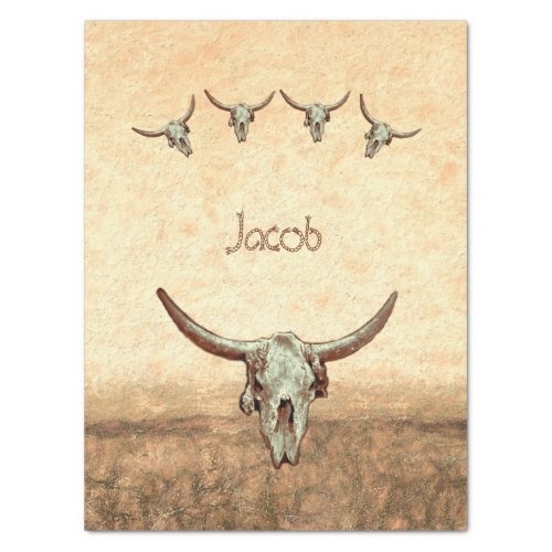 Cow Skull Brown Country Western Rustic Style Tissue Paper