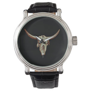 Cow Skull Brown Country Western Rustic Style Watch