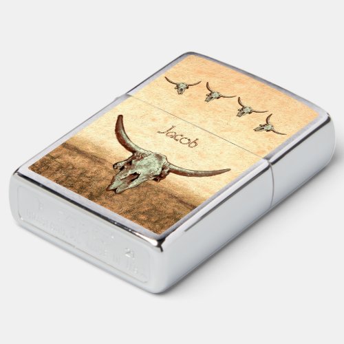 Cow Skull Brown Country Western Rustic Style Zippo Lighter