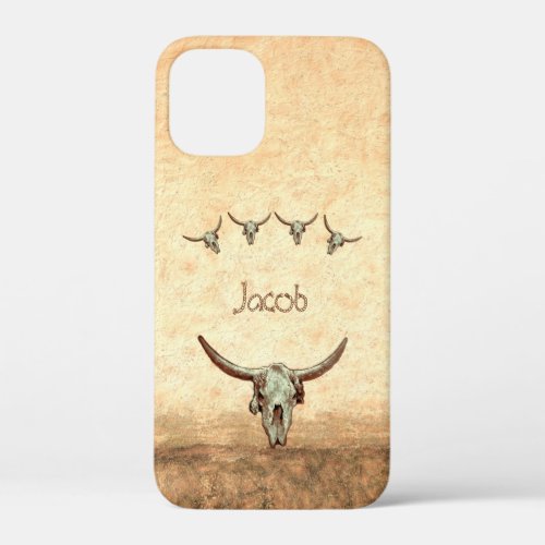 Cow Skull Brown Western Country Rustic Style iPhone 12 Mini Case