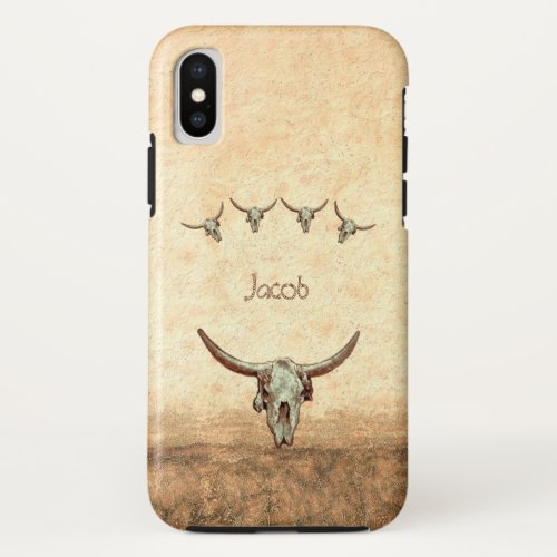 Cow Skull Brown Western Country Rustic Style iPhone X Case