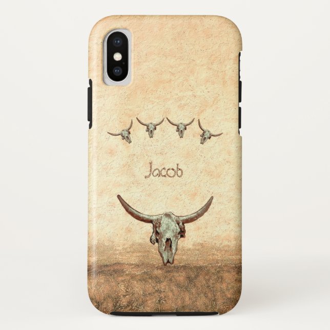 Cow Skull Brown Western Country Rustic Style Case-Mate iPhone Case (Back)