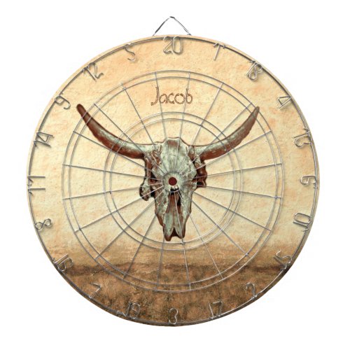 Cow Skull Brown Western Country Rustic Style Dart Board