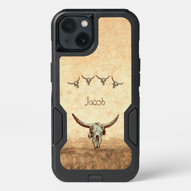 Cow Skull Brown Western Rustic Country Style Otterbox iPhone Case (Back)