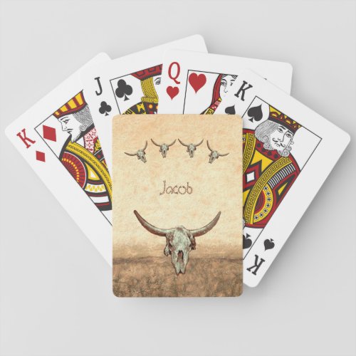 Cow Skull Brown Western Rustic Country Style Playing Cards