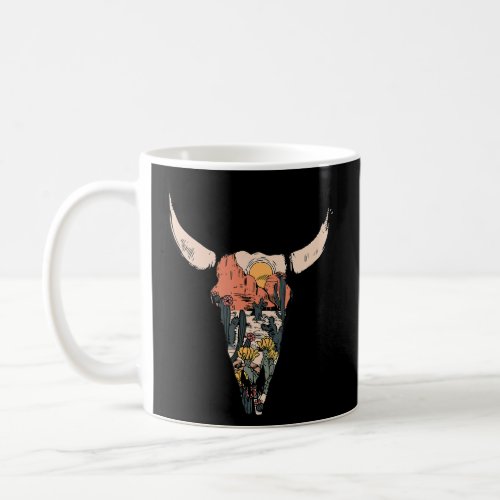 Cow Skull Desert Cactus Boho Longhorn South Wester Coffee Mug
