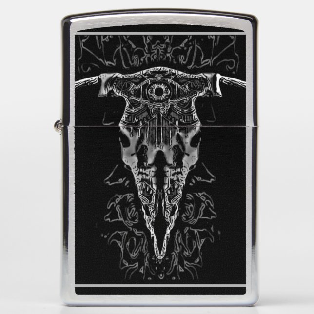 Cow Skull Mystic Zippo Lighter (Front)