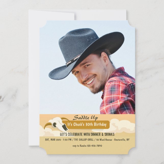 Cow Skull Photo Invitation (Front)