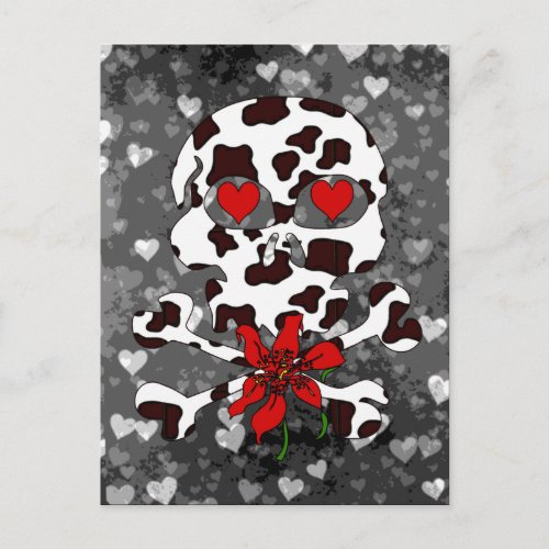 Cow Skull Valentine Holiday Postcard
